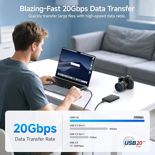 Cable Matters [USB-IF Certified] 20 Gbps USB C Cable / USB4 Cable - 6ft, Supports Up to [4K@120Hz Video, 100W Charging, 20Gbps Data Transfer], Black