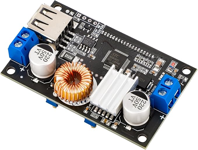DROK DC Adjustable Buck Converter 2pcs, 24v to 12v Step Down Converter Voltage Regulator 6V-32V to 1.5-32V 5V 5A LCD Power Supply Volt Reducer Step Down Transformer with USB Port and Protective Case