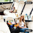 Car Seat Organizer Backseat and Passenger Seat Organizer with 9 Compartments 2 Cup Holders Car Organizer Front Seat Storage for Travel Kids，Black
