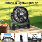 Portable Rechargeable Camping Fan for Tent, LED Lantern, 270 Rotation, 36 Hours 10-Inch Quiet Personal USB Cooling Fan for Travel, Home, Office
