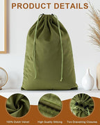 FantasyLife Shoe Bags for Travel, Washable Dust Bags for Storage & Packing, Flannel Shoe Pouch with Drawstring Closure for Purses, Handbags, Shoes & Toys (4, Sage Green, 17.3"x12.6")