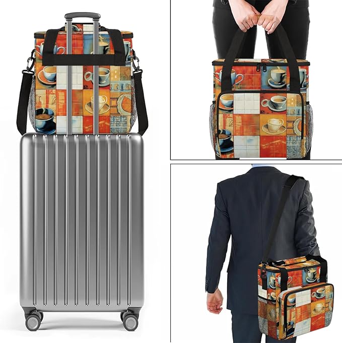 Coffee Maker Travel Bag Compatible with Keurig K-Mini or K-Mini Plus, Single Serve Coffee Brewer Carrying Case with Multiple Pockets for K-Cup Pods, Storage Bag With Shoulder Strap(Bag Only)