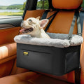 Conlun Dog Car Seat Booster for Small Pet Under 20lbs, Portable Travel Puppy Car Seat with Internal Steel Frame, Comfort Cushion & Storage Pockets, Adjustable Straps Fit Most Cars, Black