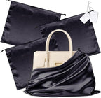 Vonty 3 Pack Silky Dust Bags for Shoes and Purses, Satin Drawstring Bag for HandBags Boots - Black Shoe Bag Silk Dust Cover Bag Protector Travel Storage Pouch(23.6 x 19.6 In)