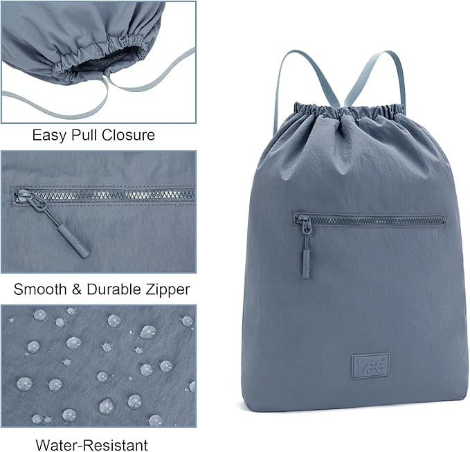Lee Drawstring Backpack Bag Lightweight Small Gym Swim Beach Bag Water Resistant Sports Sackpack for Men Women, LEE48-002JN
