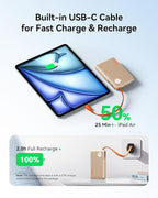 INIU 45W Power Bank, Fast Charging Portable Charger with Built-in USB C Cable, 10000mAh Small Type C Powerbank, Battery Pack for iPhone 17 16 15 14, iPad, Samsung S25 S24 etc Travel Camping, White