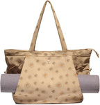 ESVAN Corduroy Yoga Tote Bag Gifts for Women Drawstring Yoga Mat Bag for Office Workout Travel Carryall Pilates Gym