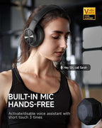 Picun B8 Bluetooth Headphones, 120H Playtime Headphone Wireless Bluetooth with 3 EQ Modes, Low Latency, Hands-Free Calls, Over Ear Headphones for Travel Home Office Cellphone PC Black