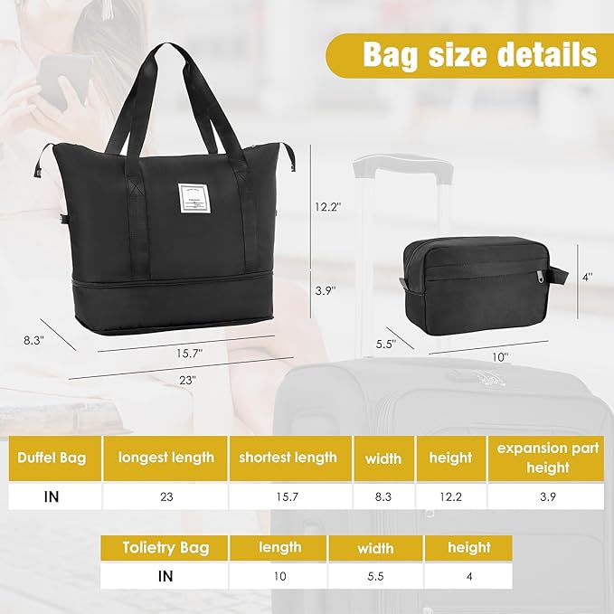 Lightweight Expandable Softside Luggage Sets 3 Piece, Large Capacity Travel Suitcase with Spinner Wheel, TSA Lock, Easy Access Design and Adjustable Telescoping Handle (Black)