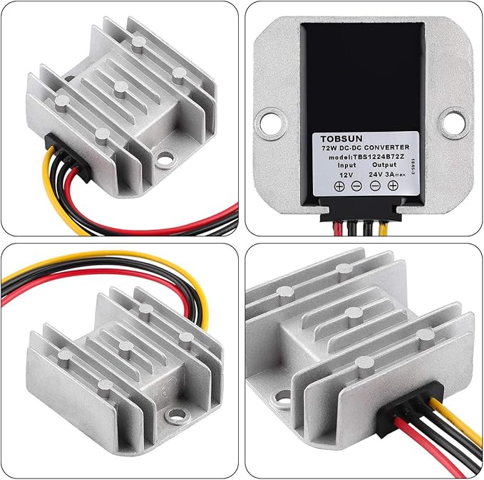 DC 12V Step Up to 24V 3A 72W Voltage Booster Converter DC Power Converter with Fuse & Connectors Waterproof Module Transformer for Golf Cart Club Car