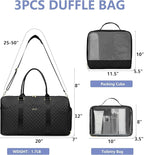 Women Weekender Travel Duffle Bag: Travel Duffel Overnight Bags with Shoe Compartment Large Carry on Tote with 2 Toiletry Bags Weekend Traveling Yoga Gym Hospital Bag for Womens with Wet Pocket Black