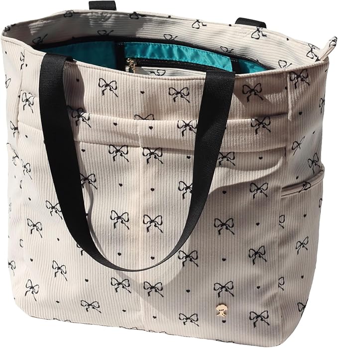 ESVAN Original Floral Tote Bag Large Shoulder Bag with Multi Pockets for Gym Travel Beach Daily Bags