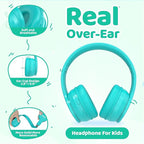 MIDOLA Kids Bluetooth Headphones 68H Play Time,Volume Limit 85/94dB, Foldable Lightweight Wireless Over-Ear Headphone for Kid Toddler Child Pad Tablet,Headsets with Built-in Mic Cyan