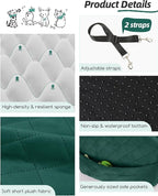 Lealchum Dog Booster Car Seat for Small/Medium Dogs,6in Elevated Cushion,Fully Detachable and Washable,2 Storage Pockets & 3 Straps,Fits in Front/Back Seat,Easy to Install (Green,Medium)