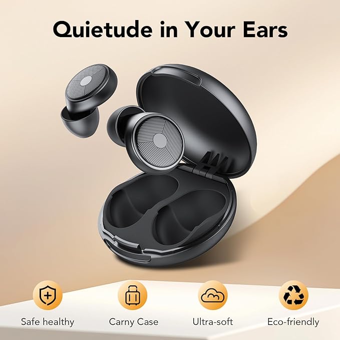Ear Plugs for Sleeping Noise Cancelling -45dB, Soft and Reusable Silicone Hearing Protection Earplugs with 8 Eartips and Carrying Case, for Sleeping, Concert, Working, Studying, Traveling