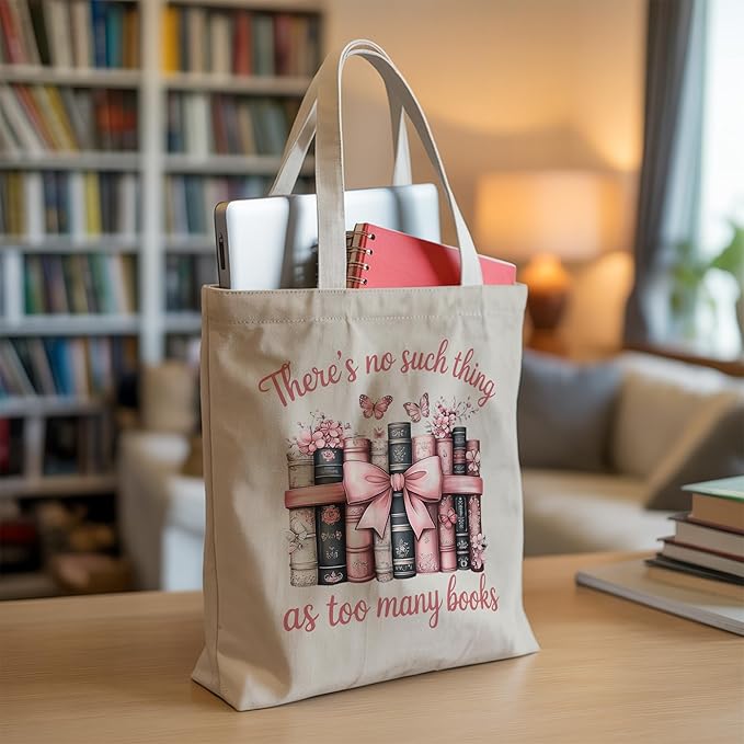 Aesthetic Canvas Tote Bag, Cute Reusable Bags for Women with Inner Pocket