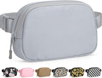 Pritent Fanny Packs for Women Cross Body Bag Waterproof Belt Bag with Adjustable Strap and Zipper Back Pocket Small Crossbody Bags Fashion Waist Packs for Workout Travelling(Light Gray)