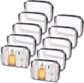 Tbestmax 10 Pack Clear Cosmetic Bags Makeup Bags Portable Waterproof TSA Approved Travel Toiletry Bags Large Organizer Matte Black, 9" x 6.3" x 2.6"