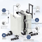Krute Carry On Luggage 20 inch Aluminum Frame Luggage with Spinner Wheels Hardshell No Zipper PC+ABS TSA Lock Zipperless Suitcases White