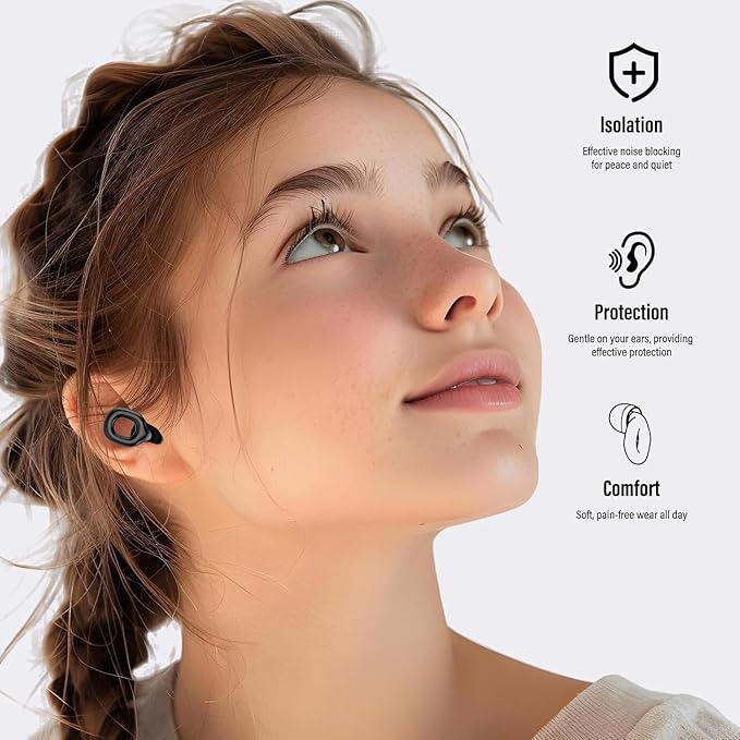 Ear Plugs for Sleeping 35dB Noise Cancelling Silicone Earplugs Single and Double Layer Tips for Side Sleepers Reusable Travel Work Study
