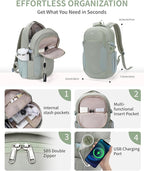 ECOHUB 17" Laptop Backpacks with Laptop Compartment Work Backpack Women Lightweight & Water Resistant Travel Backpack,Green
