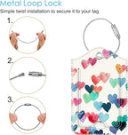 Fintie Luggage Tags, Privacy Cover ID Label with Stainless Steel Loop and Address Card for Travel Bag Suitcase - Raining Hearts (2 Piece)
