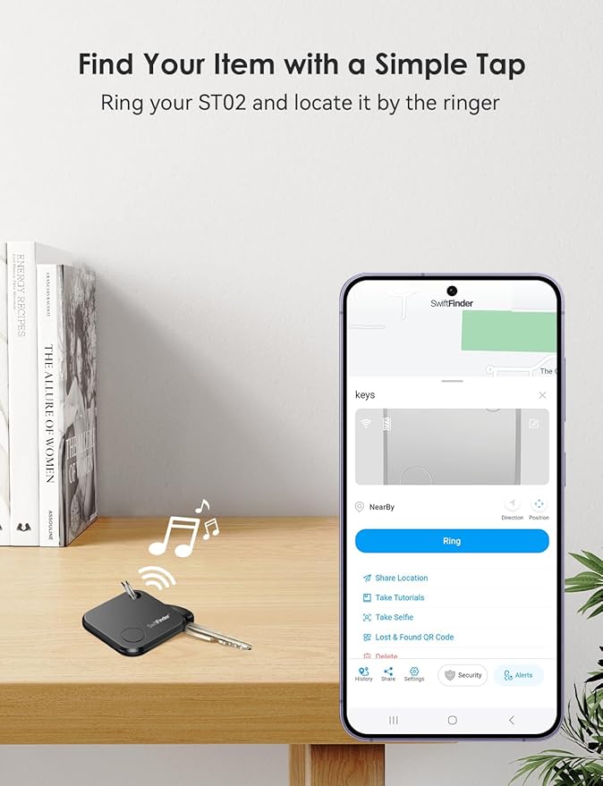 Dual System Bluetooth Tracker Tag for iOS or Android, Keys Finder and Item Locator for Keys, Bags and More, Phone Finder, Up to 300 ft Range, Replaceable Battery, Water-Resistant, 4 Pack