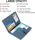 RFID Blocking Leather Passport Wallet Cover Case with Pen and Card Slots Travel Wallet for Women/Men Travel Must Haves Accessories