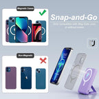 AOGUERBE for Magsafe Power Bank, 10000mAh Foldable Magnetic Battery Pack with LED Display, 3 in 1 Wireless Portable Charger with 22.5W Fast Charging for iPhone 17/16/15/14/13/12 Series-Lilac
