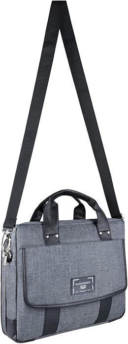 Vangoddy Laptop Bag Crossbody Messenger Water Resistant Shoulder Briefcase Professional Computer Case Gray for Work, Commute
