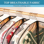 50" All Clear Garment Bags for Hanging Clothes, 4" Gusseted Suit Bags for Closet Storage, Plastic Garment Covers with Zipper for Coats, Jackets, Shirts, 4 Packs