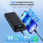 Wireless Portable Charger 40800mAh with 3 Built-in Cables,7-in-1 15W Wireless Charging Power Bank,25W PD QC 4.0 Fast Charging USB C Travel Essentials Battery Pack for iPhone 17/16/15/14,Galaxy,Android