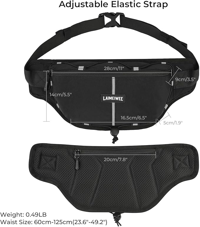 Fanny Pack for Women Men, Water-Resistant Travel Waist Pack with RFID Blocking, Wide Opening Crossbody Belt Bag for Phone, Passport, Small Hip Pack for Running, Hiking, Workout（Black）