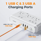 TESSAN Voltage Converter US to Europe, 220 to 110 Voltage Converter, Universal Travel Adapter with 4 USB Ports (1 USB C), 3 AC and EU UK AU IT in ZA Plug Power Adapter, Step Down Transformer, 6 FT
