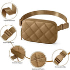 Fanny Pack for Women Men, Waterproof Belt Bag with Adjustable Strap & Back Anti-Theft Zipper Pocket, Lightweight Crossbody Bag for Travel, Workout, Running (7.Brown upgrade)