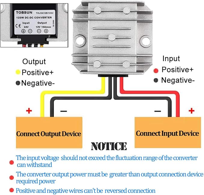 HOMELYLIFE DC 24V to 12V 10A 120W Voltage Buck Converter Reducer Power Step Down Regulator Waterproof Module Transformer for Golf Cart