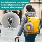 RAINFLOW Neck Pillow for Airplane Sleeping – Memory Foam Travel Pillow with Neck & Head Support, U-Shaped Design for Long Flights, Portable Adult Neck Support Pillow with Washable Cover (Grey)