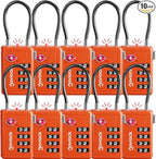 Luggage Locks TSA Approved with Inspection Indicator and Resettable 4-Digit, Easy-to-Read Combination, TSA Locks for Luggage, Suitcases, Backpacks & Travel Bags, Orange, 10-Pack