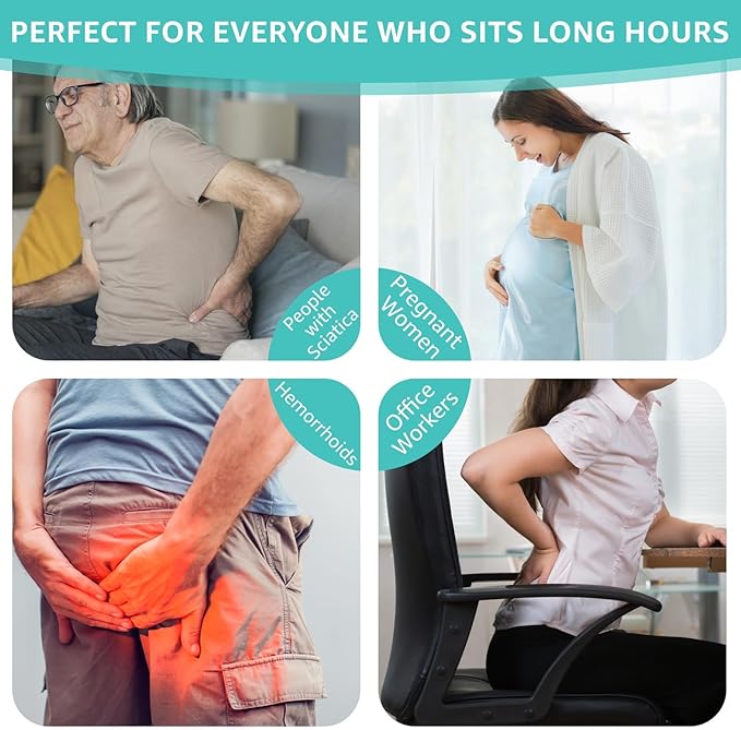 Inflatable Travel Seat Cushion for Airplane - Portable Air Pad with Built-in Pump for Long Flights & Car Rides - Ergonomic Tailbone Pain Relief for Office Chair, Wheelchair, Stadium