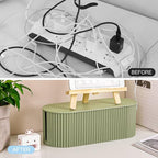 FABROK Cable Management Box with 10 Cable Ties, Cable Organizer Box for Power Strips, Surge Protectors, Chargers, Adapters, TV Computer Wires Cable Hider Organizer Box for Home/Office (Large/Green)