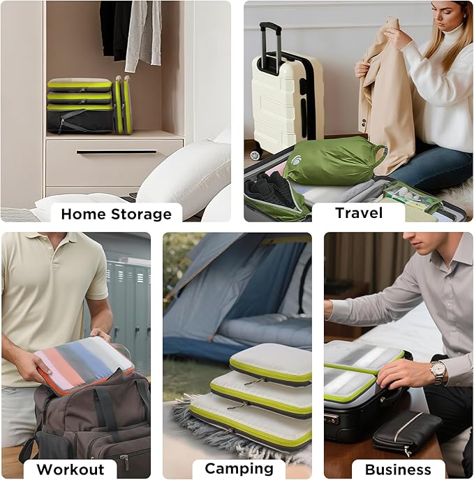 Cipway Compression Packing Cubes Mesh, Lightweight Luggage Organizer Bags with Laundry Bag,Toiletries Bag and Shoe Bag, Travel Essentials for Carry on Suitcase（8Pcs,White）