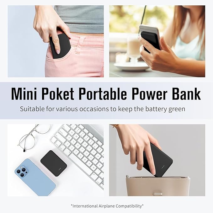 S22 Portable Charger, Mini Colorful Power Bank, PowerNano, 5000mAh External Battery Pack Compatible with iPhone 15/14/13/12/11/X All Series and Android Phone