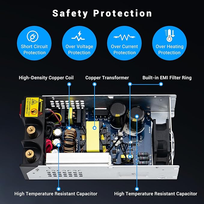 1000W Converter, 110V AC to 12V DC Converter Power SupplyMax Current 83A DC Switch Transformer for RV,Pump,LED Strip, LCD Monitor