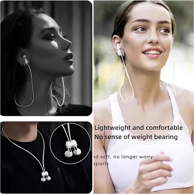 Magnetic Anti-Lost Straps Compatible with AirPods 1st to 4th Generation and AirPods Pro 1st to 4th Generation, with 2 Additional Pairs of Ear Hooks (Black White)
