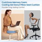 Donut Pillow Seat Cushion - Cooling Gel Donut Chair Cushions, Memory Foam Seat Cushion for Office & Home, Car Seat Cushion and Butt Pillow, Hemorrhoids Pillow and Tailbone Pain Relief, Light Blue