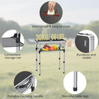Anbte Folding Camping Table, Aluminum 24" x 16" Adjustable Height Small Folding Table with Carrying Handle, Lightweight, Portable Camping Table Waterproof for Outdoor Indoor Picnic Beach BBQ (Black)