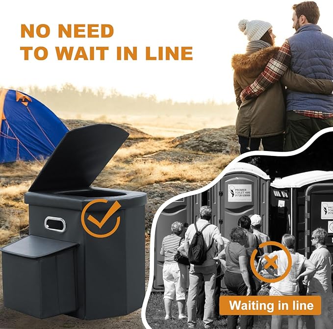 Ann Katy Upgrade XL Portable Toilet for Adults, Extra Large Portable Travel Floding Toilet, Camping Tall Toilets with Lid for Adults and Kids Compact Potty for Car,Hiking,Beach and Camping