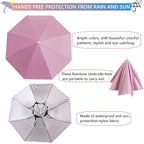 3 Pack Umbrella Hat, Sports Head Umbrella Hats for Adult Women, 26" Diameter Folding Waterproof Rainbow Fishing Headwear for Outdoor Party Beach Hiking