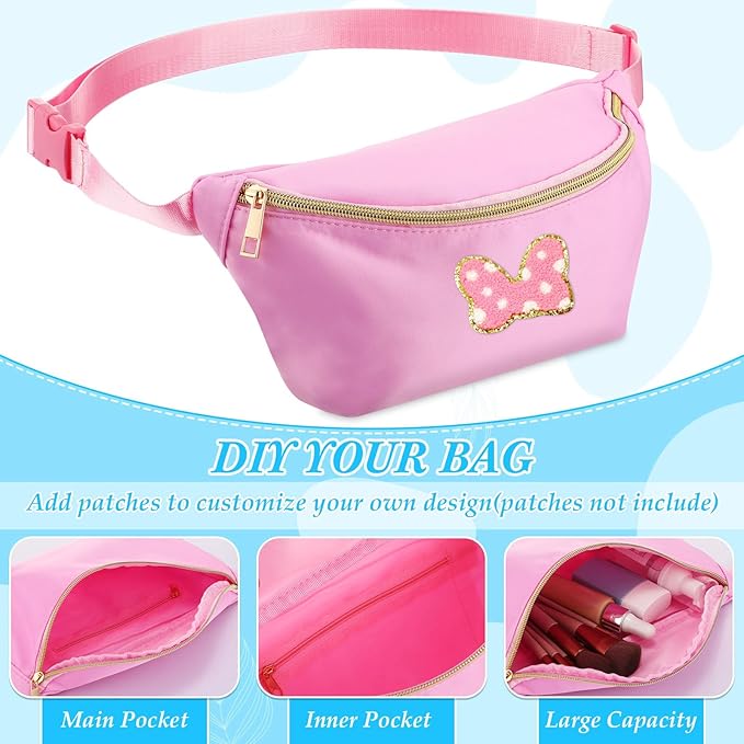 Amylove 9 Pieces Fanny Packs Nylon Waist Bag Zipper Travel Running Bag with Adjustable Strap for Women Men(Nylon,Bright Colors)