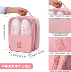 Windyun 2 Pcs Shoe Bags for Travel Holds 3 Pair of Shoes Travel Shoe Bag for Packing Portable Shoe Cubes for Travel and Daily Use(Pink, Beige)